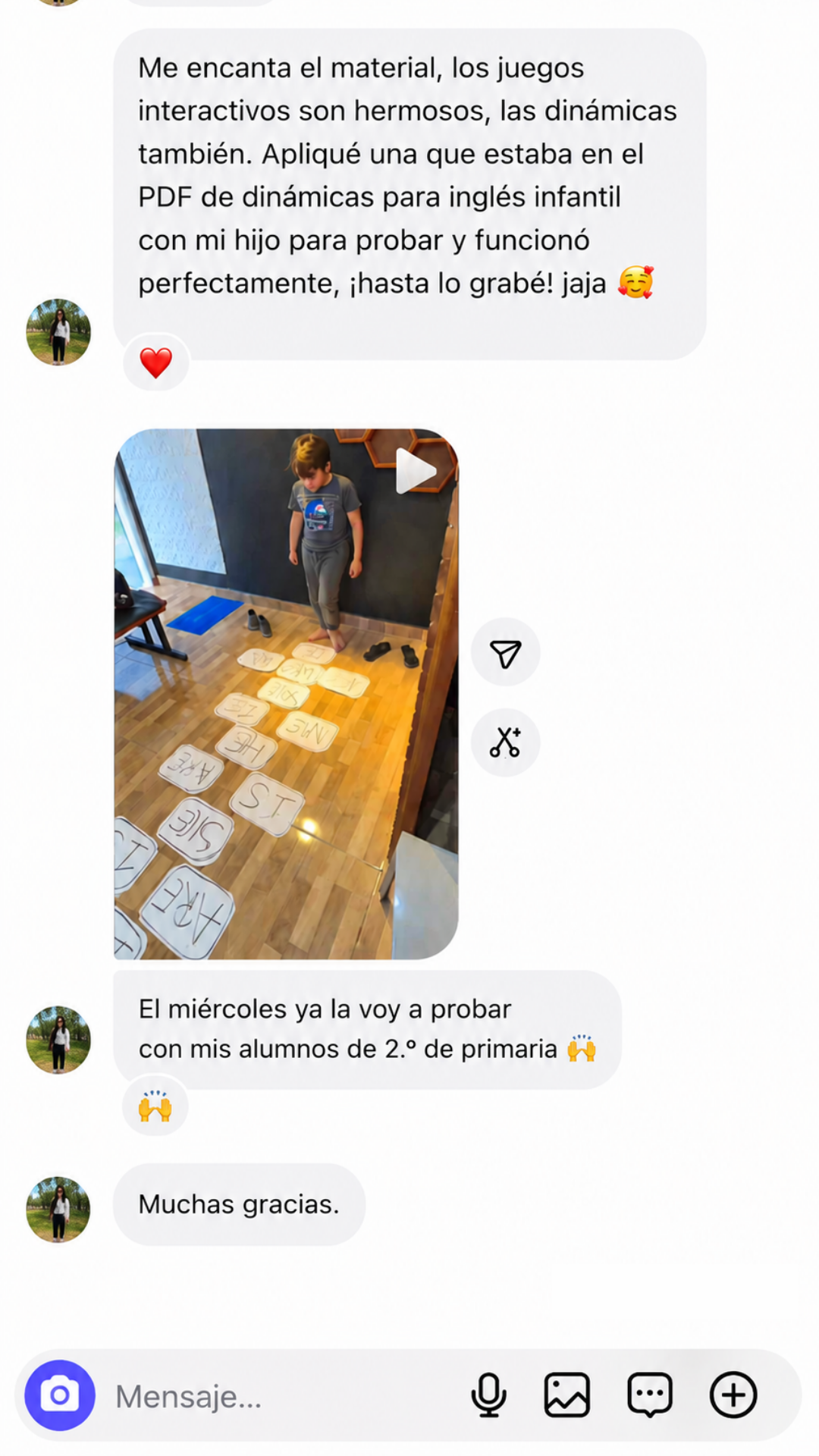 Opinión de una profesora que probó una dinámica del material